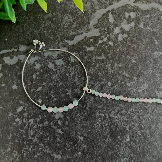 Medium Clip On Silver & Pastels Nose Ring - Left Side Nose Ring/Pink Nose Ring/ Blue Nose Ring/ Silver Nose Ring/Indian/Pakistani style/Nath