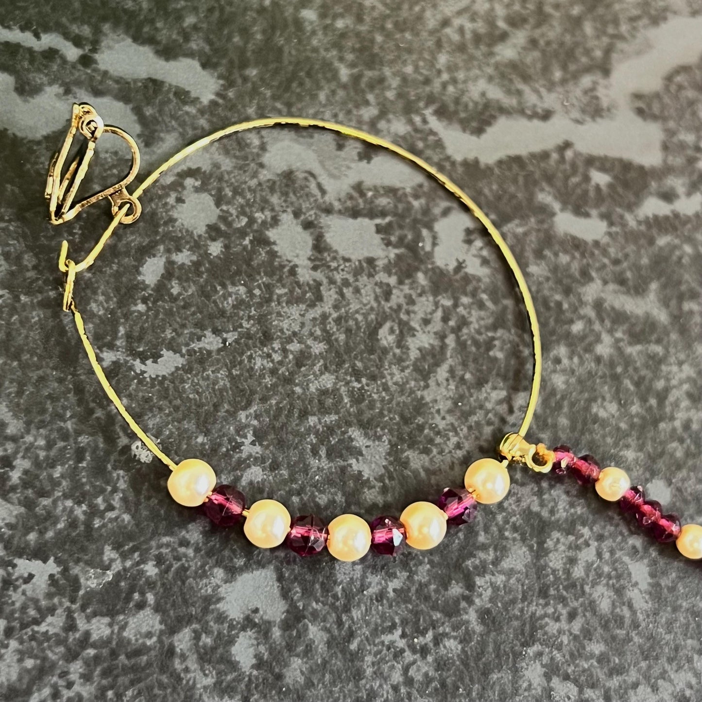 Clip On Medium Indian Purple & Anqitue Gold Nose Ring/ Purple Nose Ring/ Left Side Nose Rings/ Jewellery/ Indian/Pakistani style/Nath