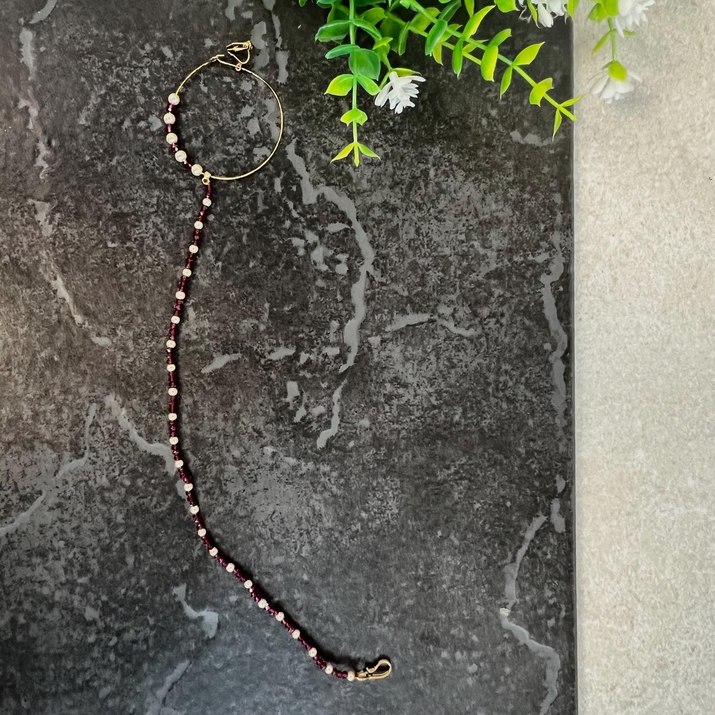 Clip On Medium Indian Purple & Anqitue Gold Nose Ring/ Purple Nose Ring/ Left Side Nose Rings/ Jewellery/ Indian/Pakistani style/Nath