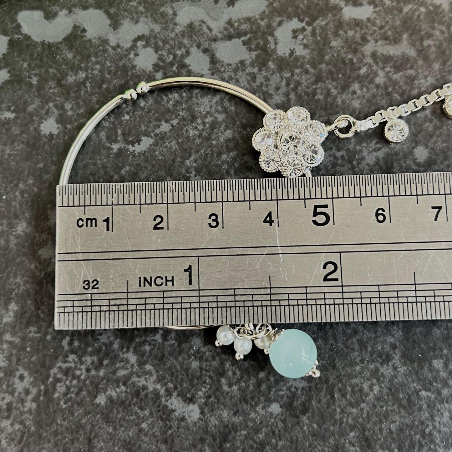 Medium Clip On Silver & Pastels Nose Ring - Left Side Nose Ring/Pink Nose Ring/ Blue Nose Ring/ Silver Nose Ring/Indian/Pakistani style/Nath