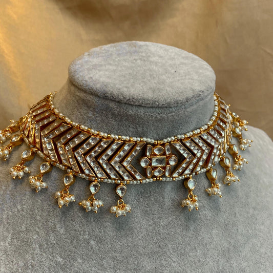 Real Kundan Bright Gold Choker Only/ Unique Style/ Indian/ Pakistani/Fashion Jewellery/ Gift for Women