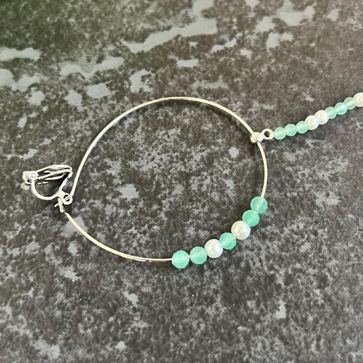 Medium Clip On Silver & Pastels Nose Ring - Left Side Nose Ring/Pink Nose Ring/ Blue Nose Ring/ Silver Nose Ring/Indian/Pakistani style/Nath