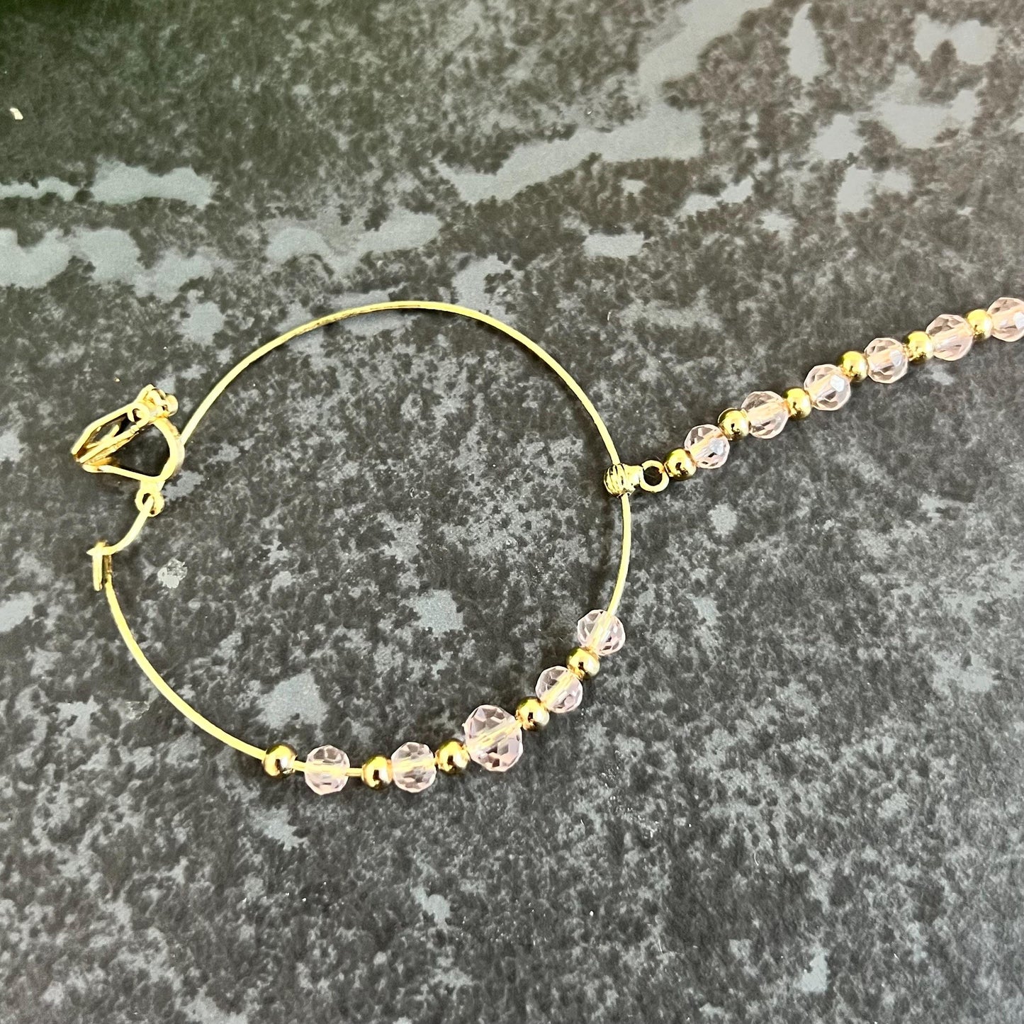 Medium Clip On Antique Gold Pink Nose Ring - Left Side Nose Ring - Light Pink Nose Ring/Indian/Pakistani style/Nath