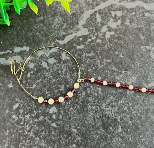 Clip On Medium Indian Purple & Anqitue Gold Nose Ring/ Purple Nose Ring/ Left Side Nose Rings/ Jewellery/ Indian/Pakistani style/Nath