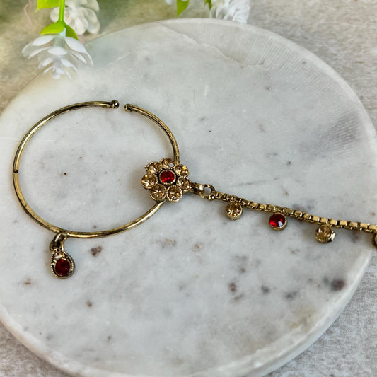 Medium Slide Type Maroon Left Side Nose Ring - Slightly Imperfect/ Indian Nose Rings/Pakistani style /Indian Nose Jewellery/ Nath