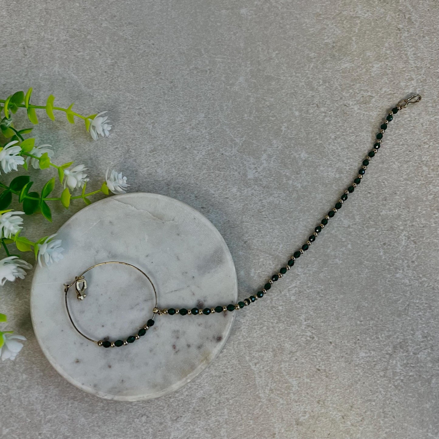 Medium Green Bead Antique Gold Nose Ring/ Non-Piercing Type Nose Ring - Slight Imperfect/ Jewellery/Indian/Pakistani style/Nath