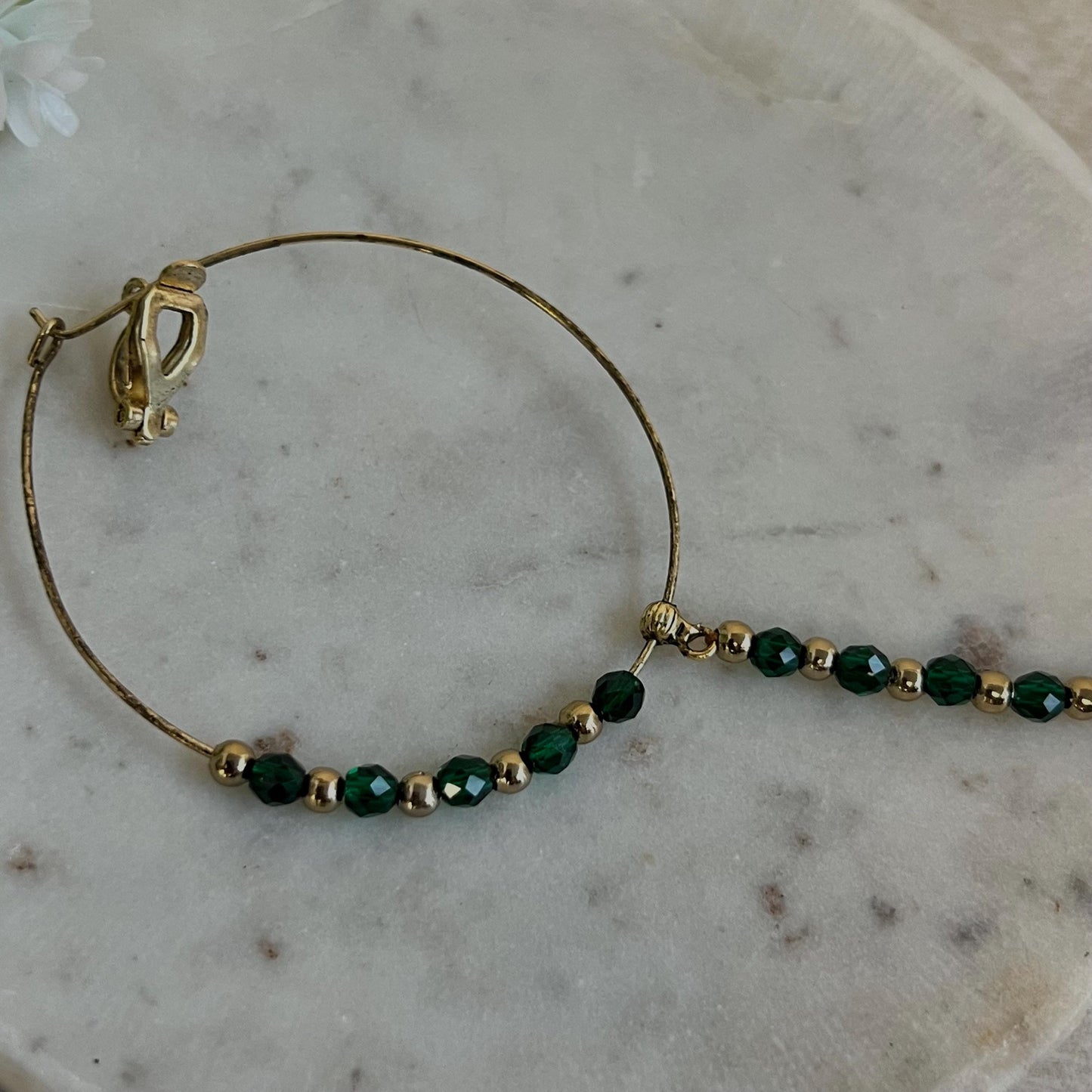 Medium Green Bead Antique Gold Nose Ring/ Non-Piercing Type Nose Ring - Slight Imperfect/ Jewellery/Indian/Pakistani style/Nath