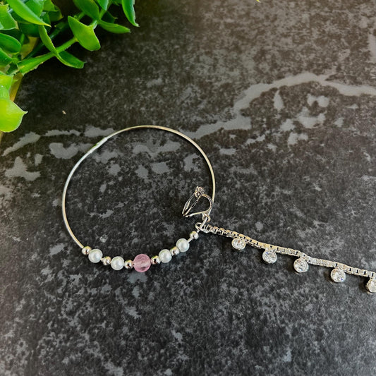 Large Silver & Pink Clip On Nose Ring - Left side only/Fashion Jewellery/ Gift for Women/Indian/Pakistani style/Nath /Bridal Nose Rings