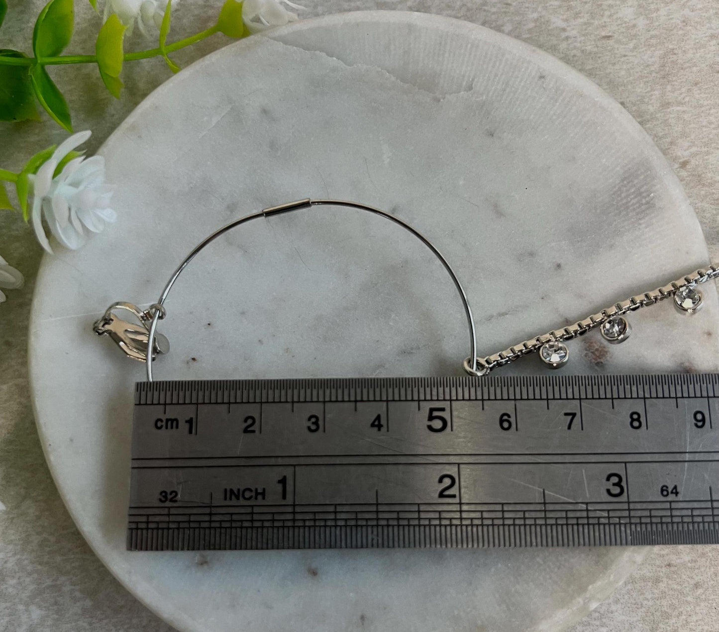 Large Silver Crystal Nose Ring - Left Side/ Silver Nose Ring/Indian/Pakistani style/Nath