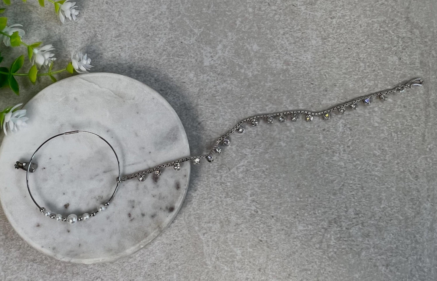 Large Silver Crystal Nose Ring - Left Side/ Silver Nose Ring/Indian/Pakistani style/Nath