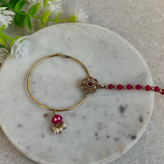 Medium Slide Type Hot Pink Left Side Nose Ring - Slightly Imperfect/Pink Nose Rings/Pakistani style /Indian Nose Jewellery/ Nath