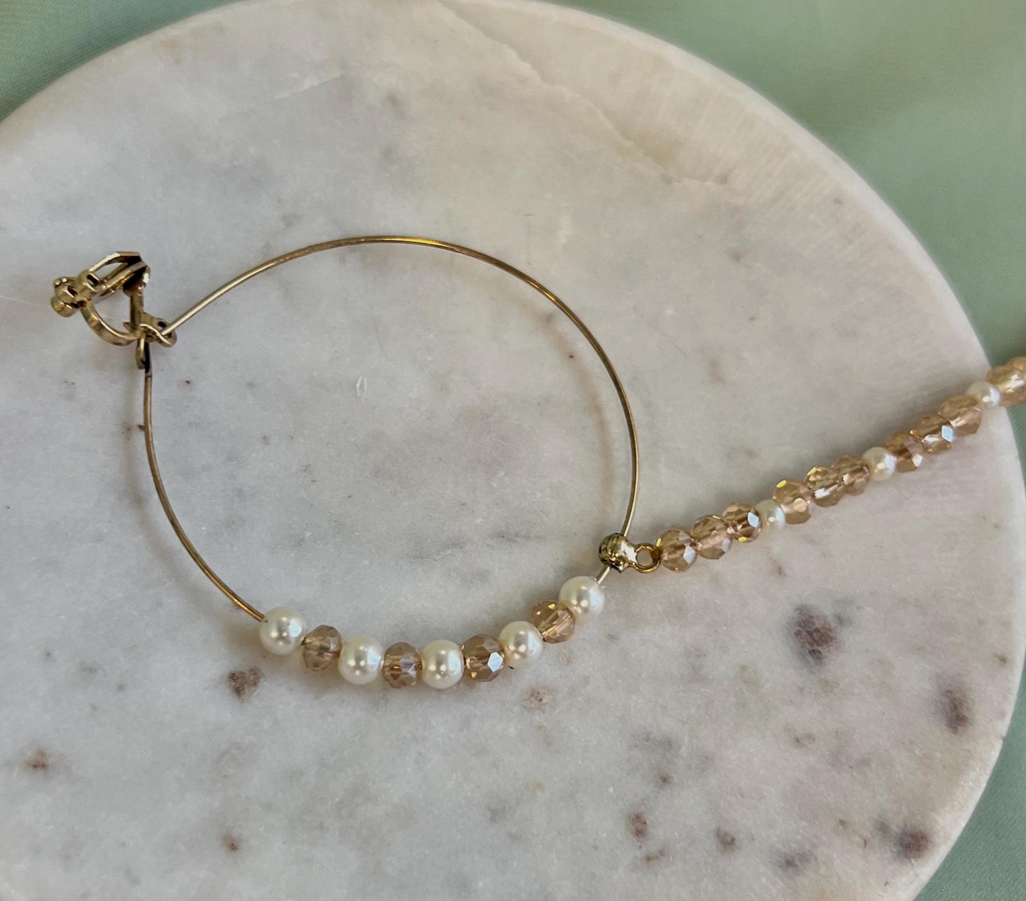 Large Champagne Clip On Nose Ring - Left Side Only - Slightly Imperfect/Gift for Women/Indian/Pakistani style/Nath /Indian Nose Jewellery