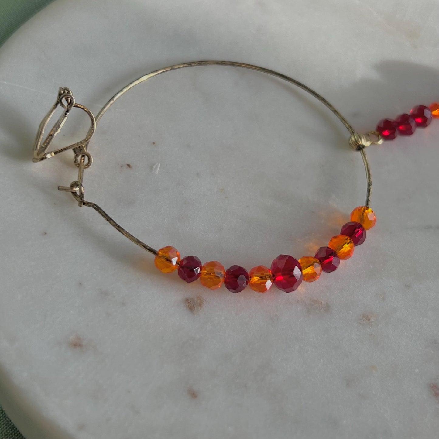 Large Maroon & Orange Clip On Nose Ring - Left Side Only - Slightly Imperfect/Nose Rings/Indian/Pakistani style /Indian Nose Jewellery