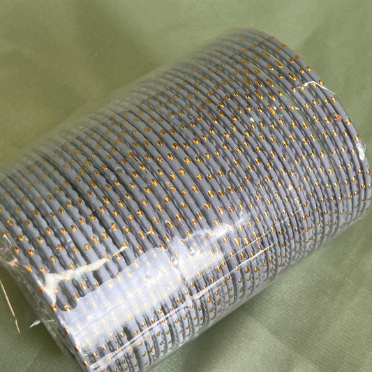 Set of 12 Grey Gold Dot Single Bangles /Grey Bangles/Gold Dot Bangles/Indian Bangles/Gold Bangles/Single Bangles
