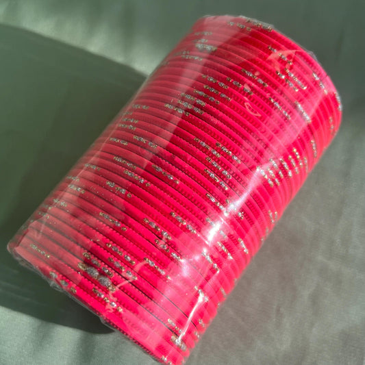Hot Pink Matte Single Bangles - Set of 12 - 2.4 Bangles/Pink Indian Bangles/Braclets/Matte Bangles/Indian & Pakistani Jewellery