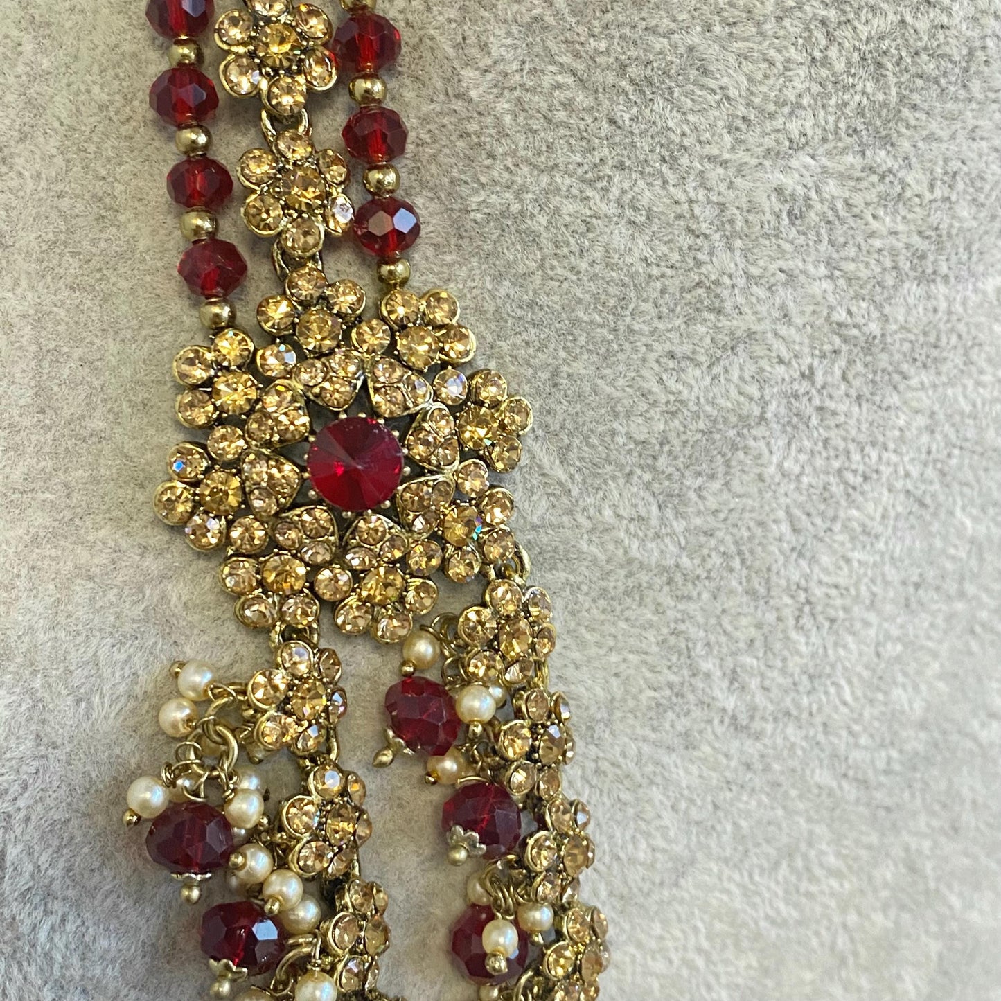 Bridal Maroon/Golden Long Mala/ Haar/ Long Necklace/ Unique Style/ Indian/ Pakistani/Fashion Jewellery/ Gift for Women