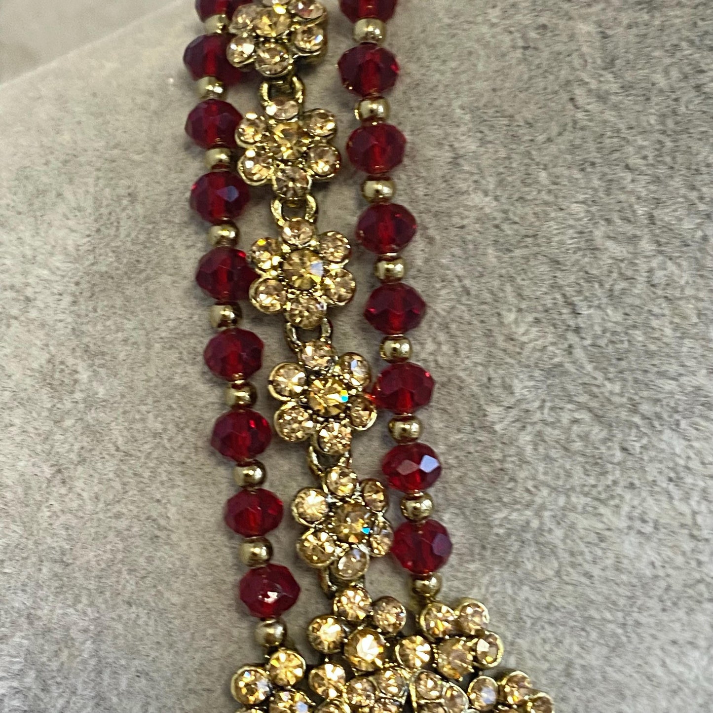 Bridal Maroon/Golden Long Mala/ Haar/ Long Necklace/ Unique Style/ Indian/ Pakistani/Fashion Jewellery/ Gift for Women