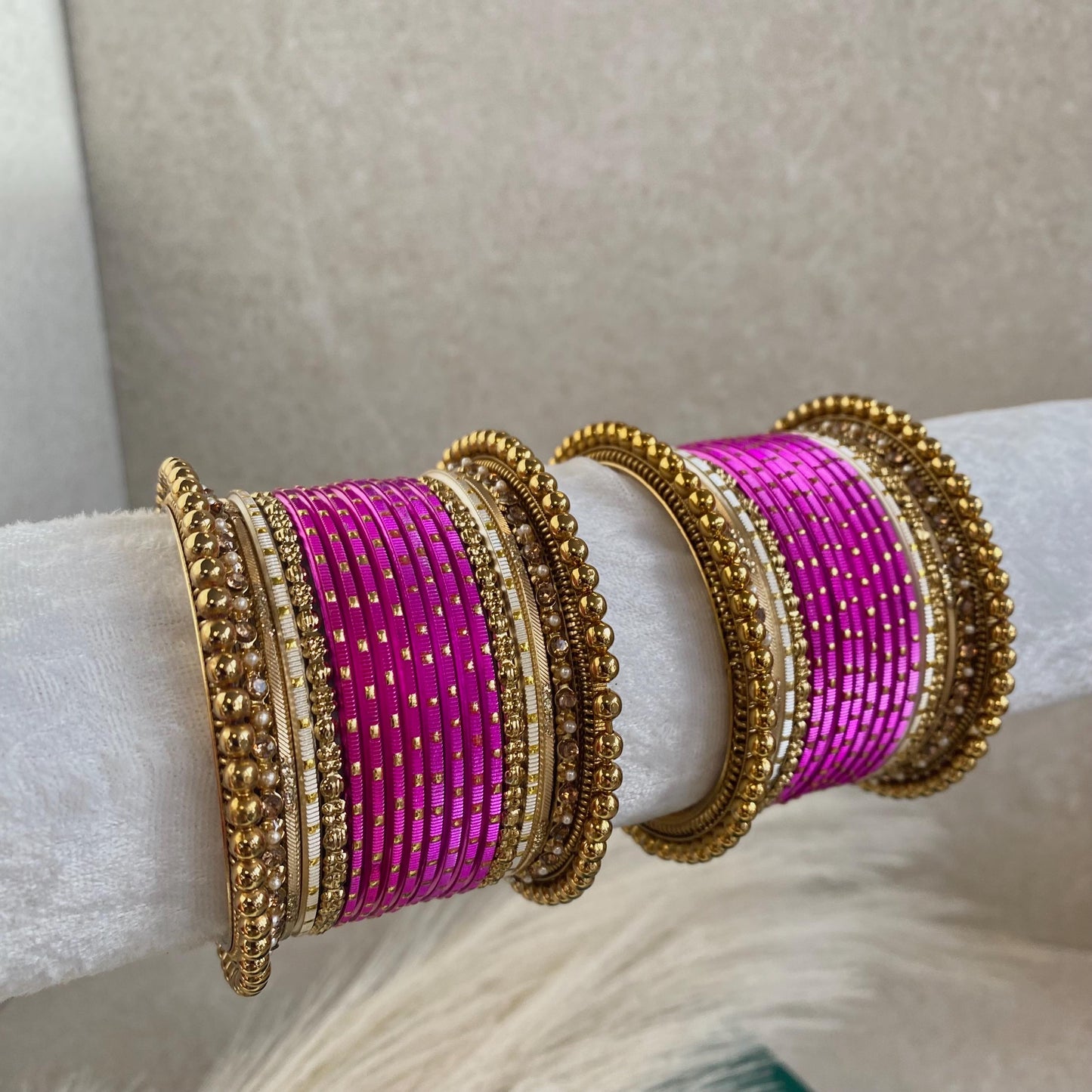 Hot Pink Small Indian Bangle Set/Hot Pink Bangles/Hot Pink Bangle Sets/Pink Bangle Set/Hot Pink Churis/Hot Pink Churi Sets/Indian Bangles