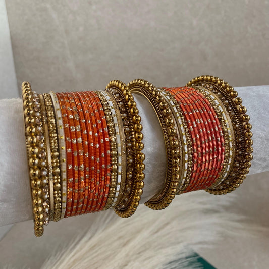 Orange Small Bangle Set/Orange Bangles/Orange Churis/Orange Churi Sets/Orange Indian Bangles/Orange Indian Bangles