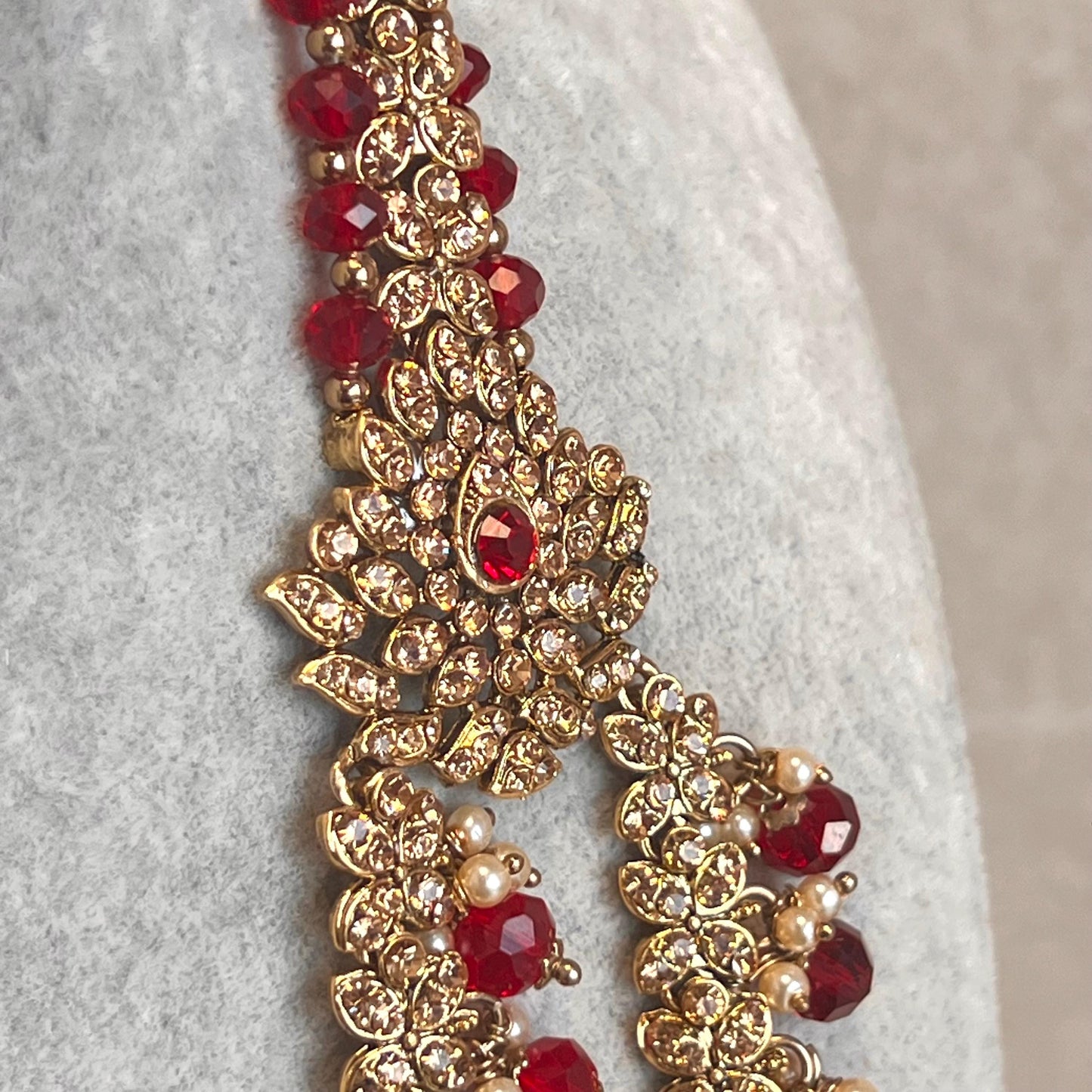 Bridal Maroon/Golden Long Mala/ Haar/ Long Necklace/ Unique Style/ Indian/ Pakistani/Fashion Jewellery/ Gift for Women