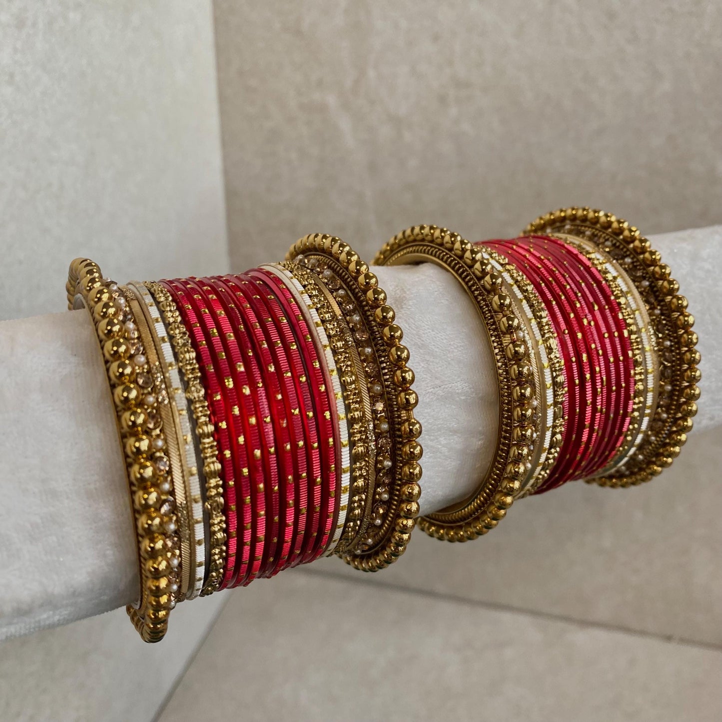 Red Small Indian Bangle Set/Red Bangles/Red Churis/Red Indian Bangle Sets/Gold Ball Bangles/Gold Bold Antique Bangles/Red Churi Sets