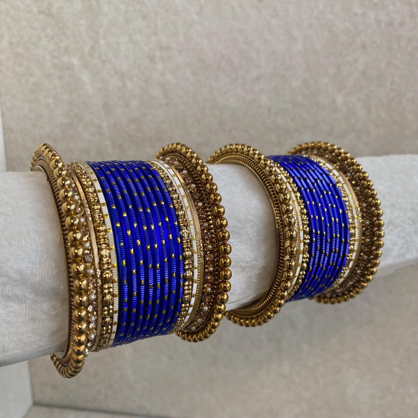 Small Navy Bangle Set/Indian Navy Bangles/Navy Bangle Set/Gold Ball Indian Bangles/Golden Bangles/Navy Churis/Navy Churi Sets