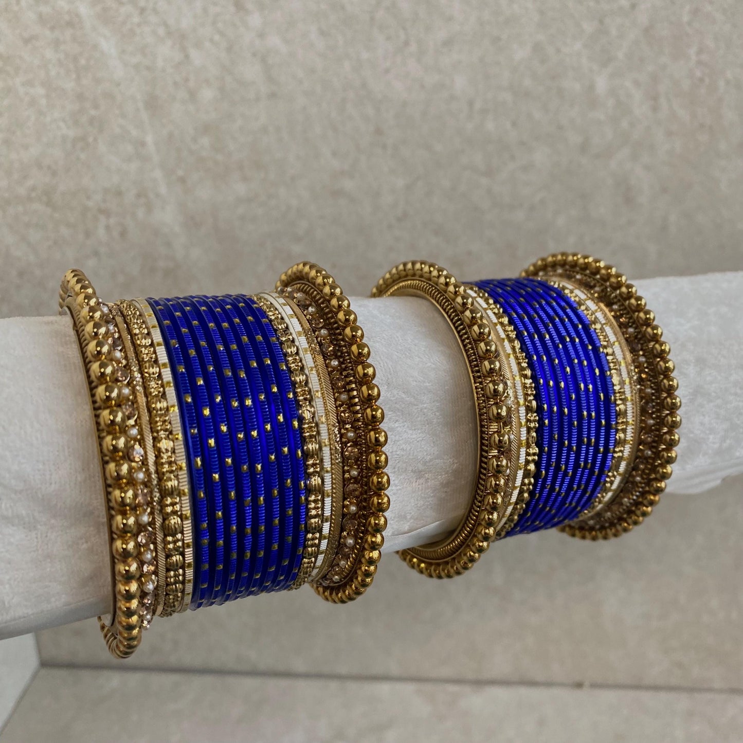 Small Navy Bangle Set/Indian Navy Bangles/Navy Bangle Set/Gold Ball Indian Bangles/Golden Bangles/Navy Churis/Navy Churi Sets