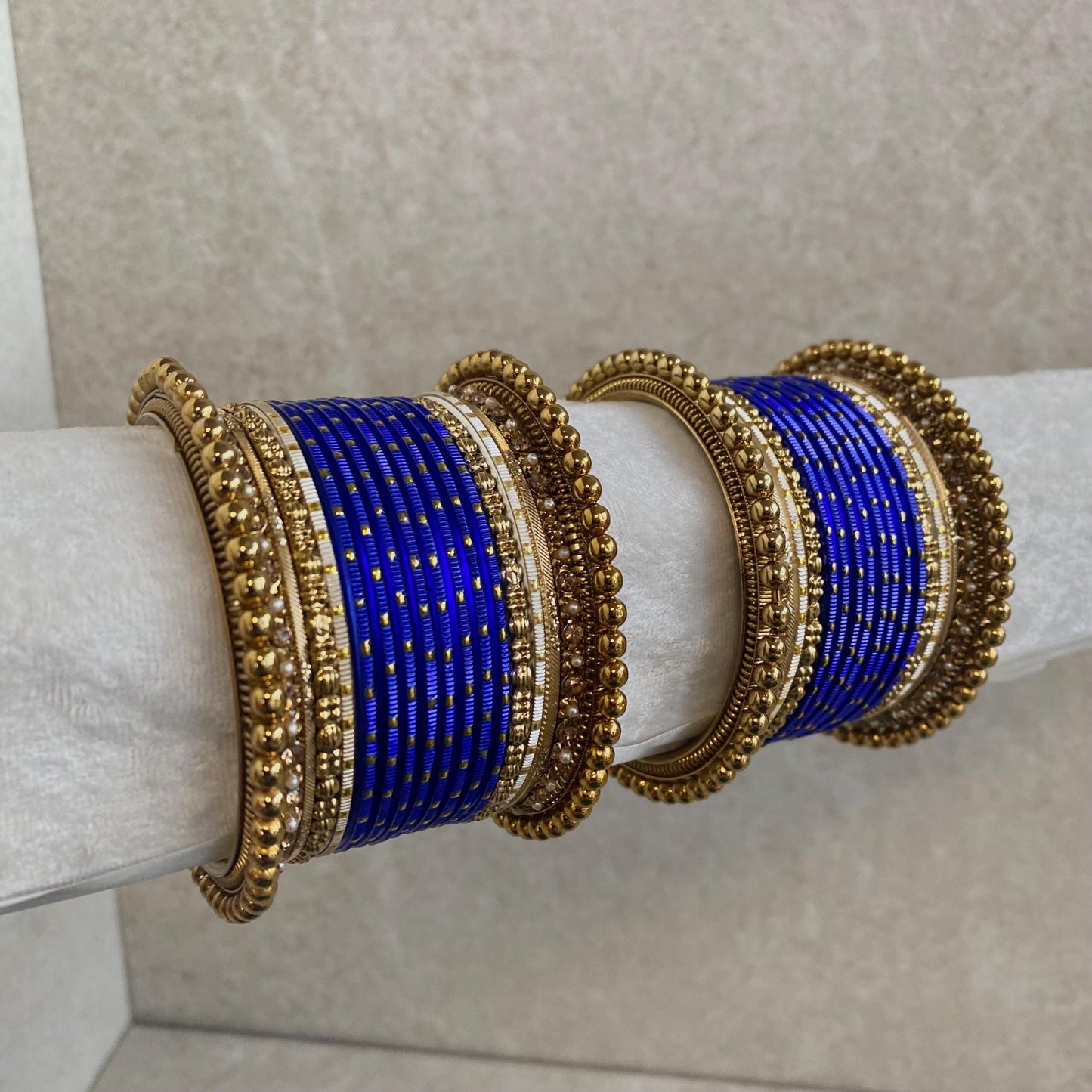 Small Navy Bangle Set/Indian Navy Bangles/Navy Bangle Set/Gold Ball Indian Bangles/Golden Bangles/Navy Churis/Navy Churi Sets