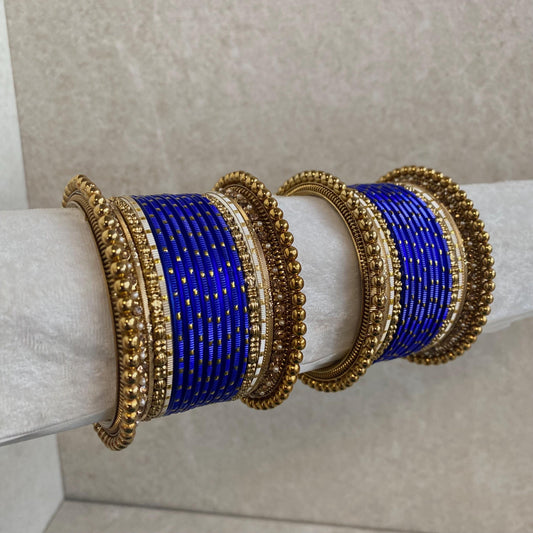 Small Navy Bangle Set/Indian Navy Bangles/Navy Bangle Set/Gold Ball Indian Bangles/Golden Bangles/Navy Churis/Navy Churi Sets