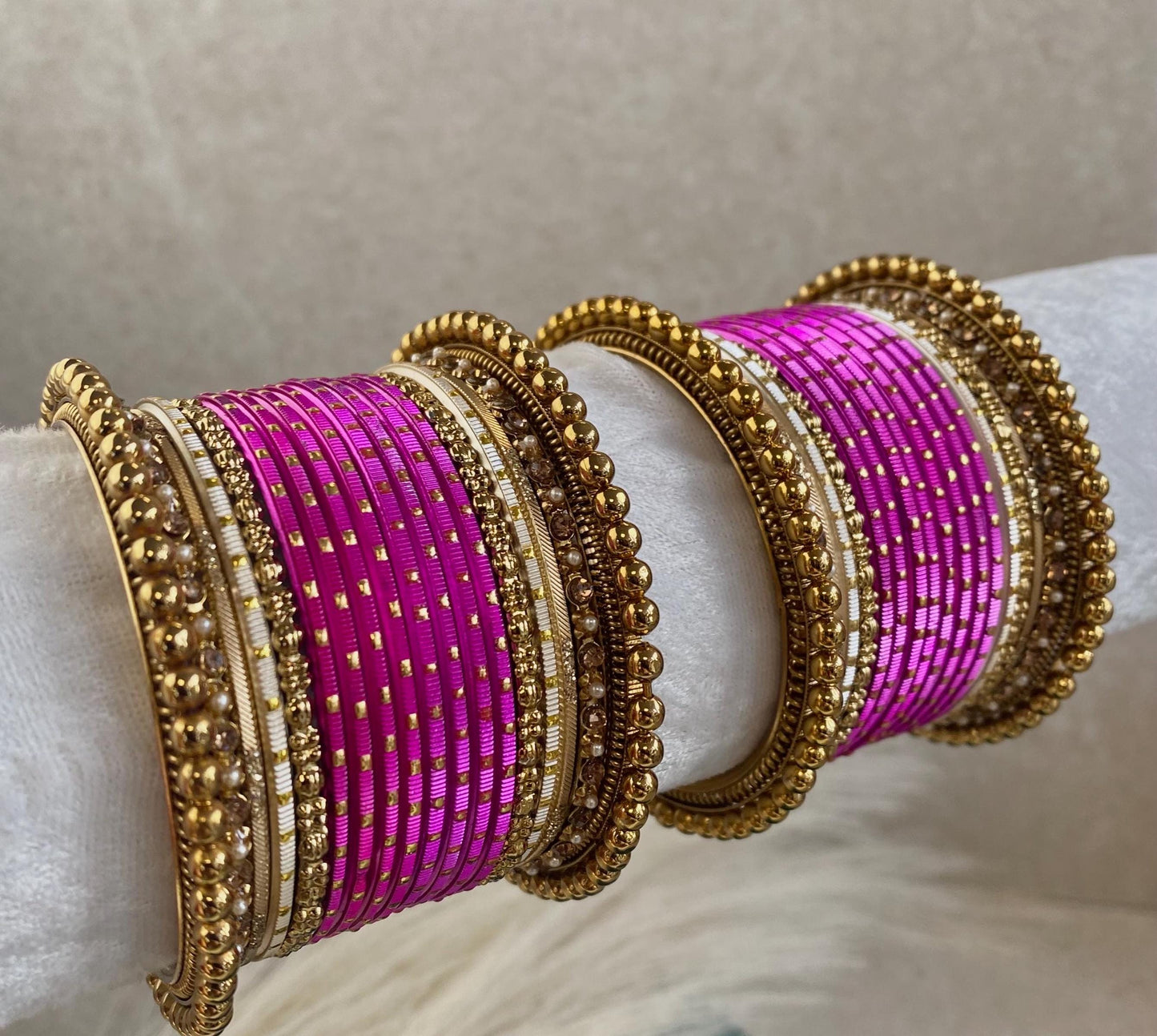 Hot Pink Small Indian Bangle Set/Hot Pink Bangles/Hot Pink Bangle Sets/Pink Bangle Set/Hot Pink Churis/Hot Pink Churi Sets/Indian Bangles