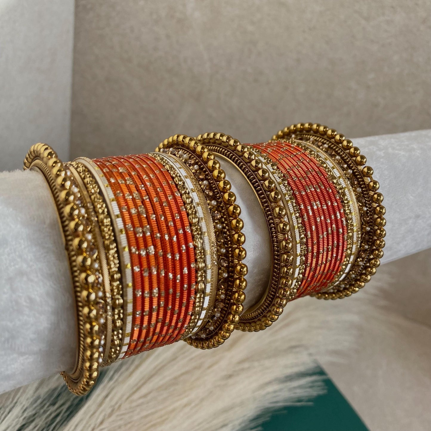 Orange Small Bangle Set/Orange Bangles/Orange Churis/Orange Churi Sets/Orange Indian Bangles/Orange Indian Bangles