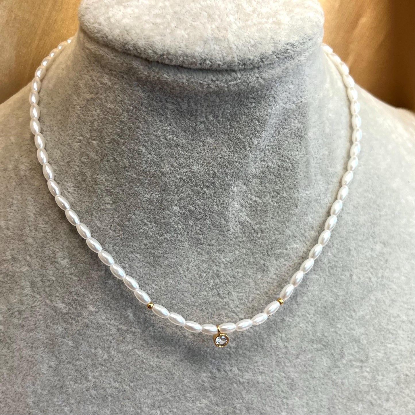 NEW!Stainless Silver 316L Everyday Gold and Pearl Chain High Quality Tarnish Free Necklace Gift High Fashion Layering Stylish Hypoallergenic