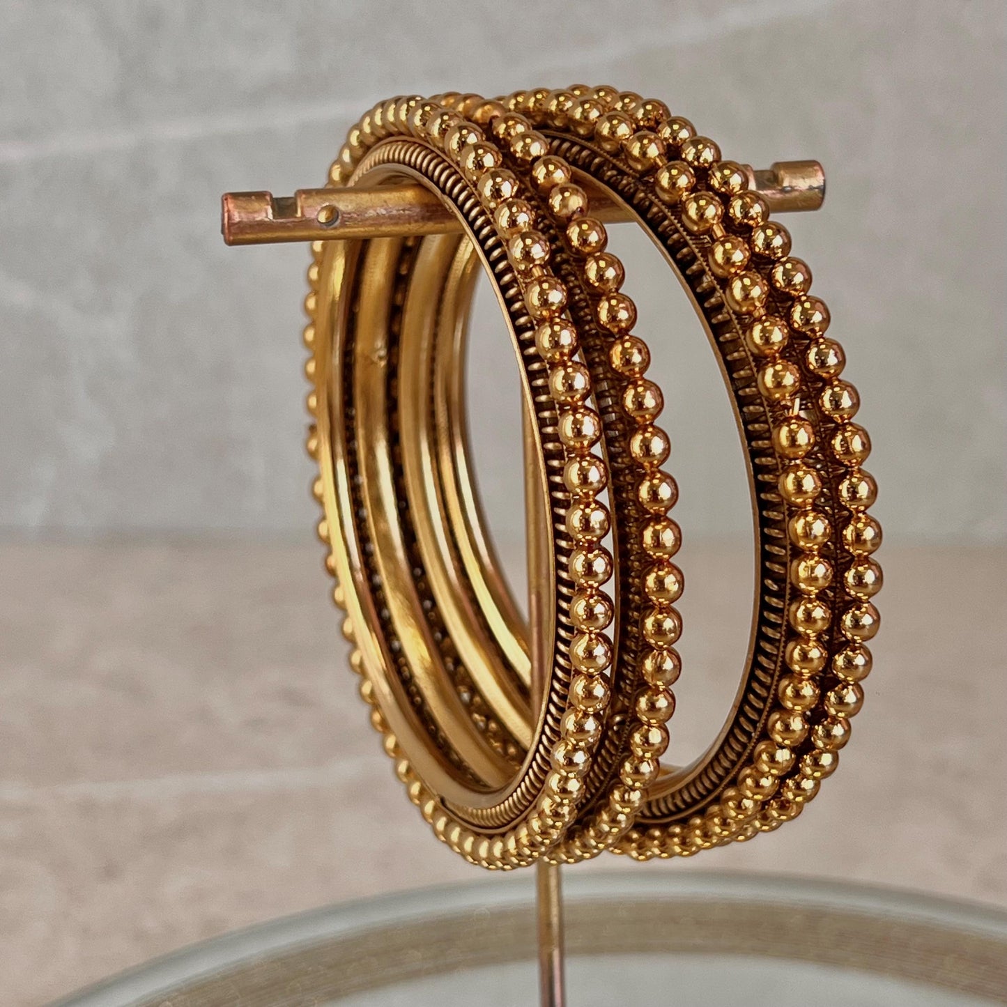 Golden Ball Kada Set/Crystal End Bangles/Indian Bangles/Gold Bangles/Crystal Bangles/Indian Bangle Set