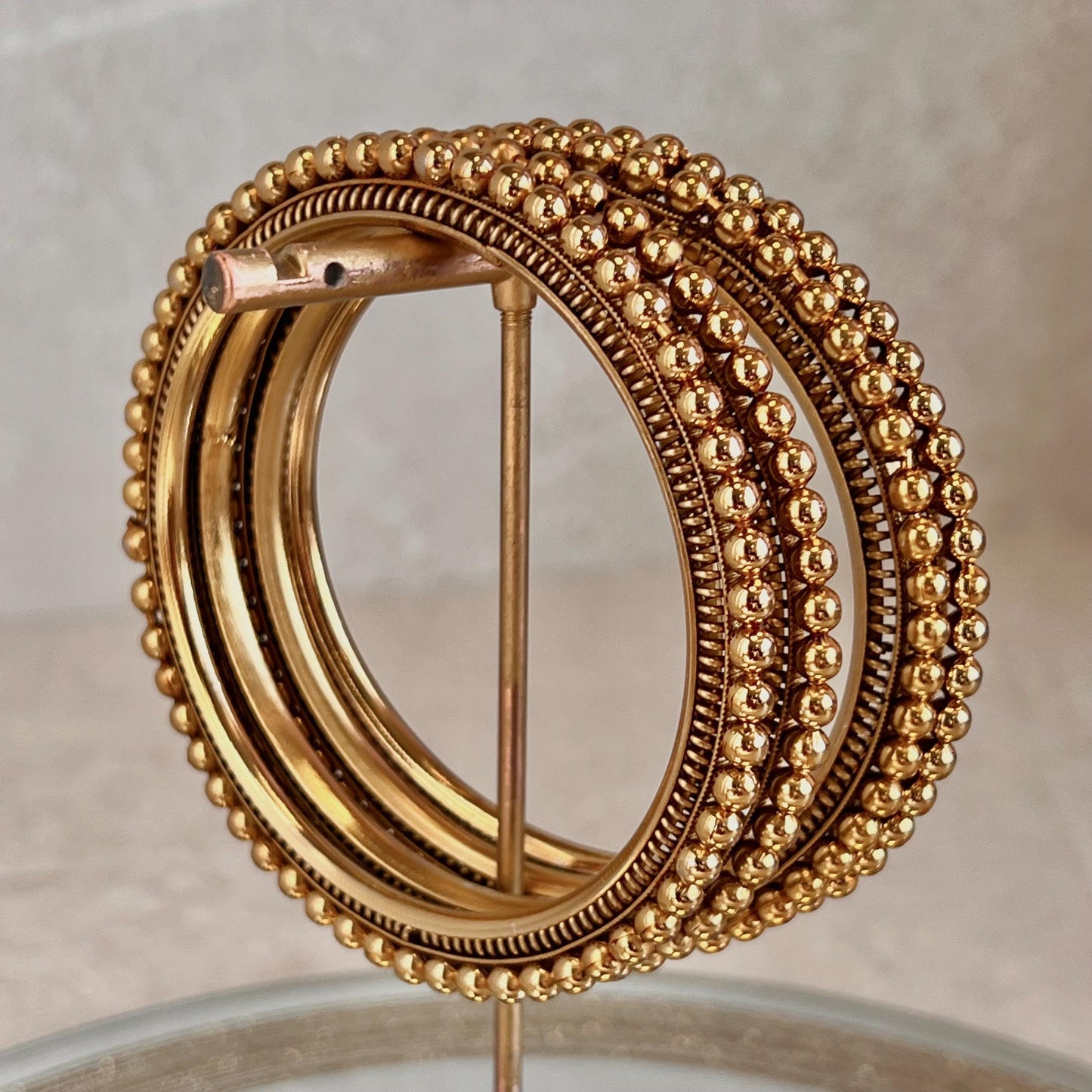 Golden Ball Kada Set/Crystal End Bangles/Indian Bangles/Gold Bangles/Crystal Bangles/Indian Bangle Set