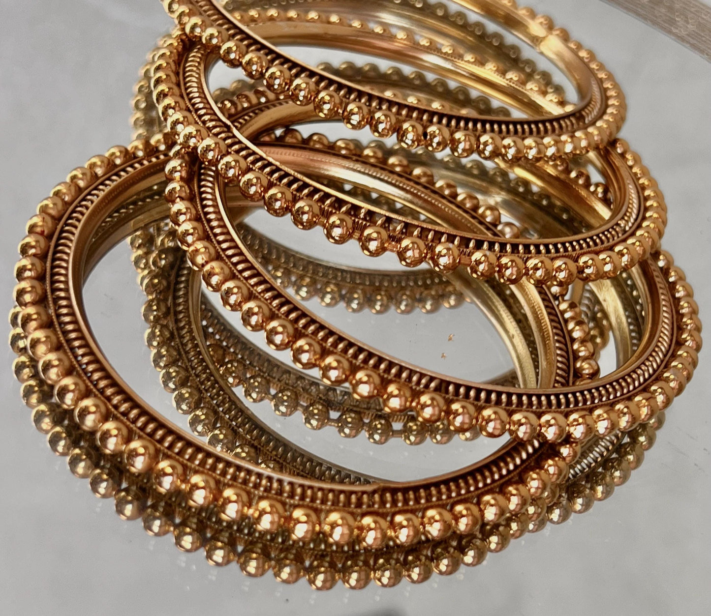 Golden Ball Kada Set/Crystal End Bangles/Indian Bangles/Gold Bangles/Crystal Bangles/Indian Bangle Set