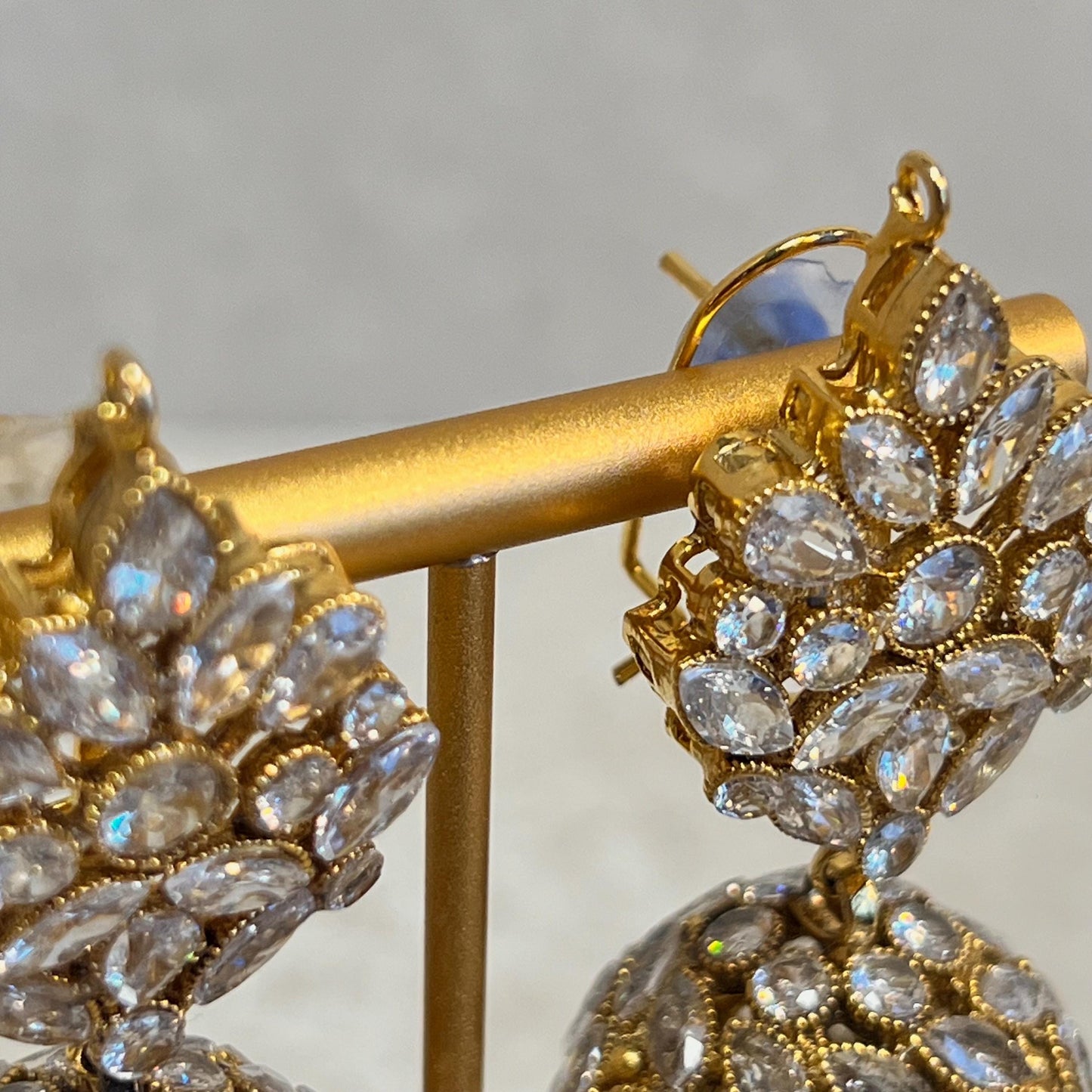 Luxury Gold Plated Clear Crystal Bridal Necklace Jhumka Earring Tikka Jhumar Pakistani Indian Bollywood High Quality 4 Piece SALE