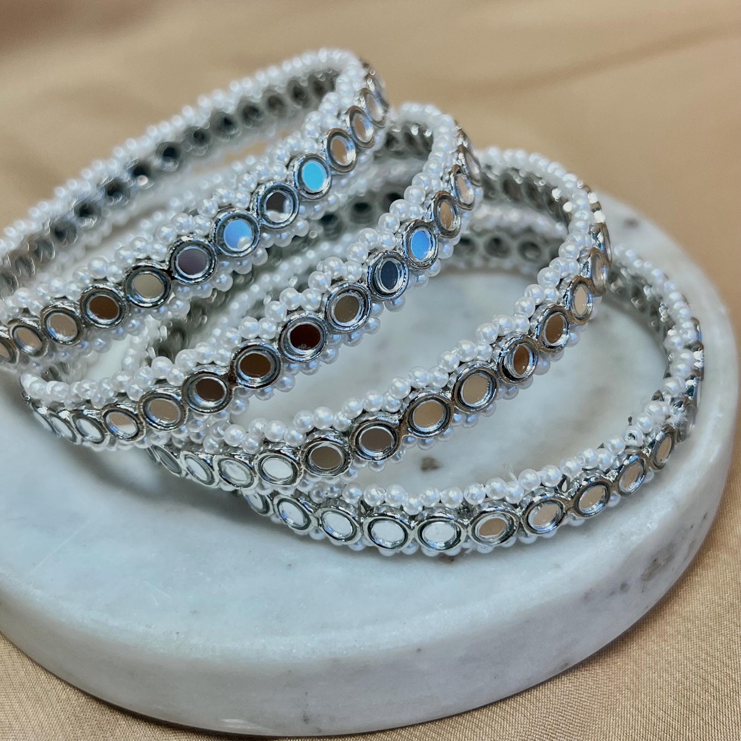 Set of 4 Silver Mirror Bangles/Indian Bangles/Mirror Bangles/Silver Bangles/ Pakistani/Jewellery/ Fashion Bracelet