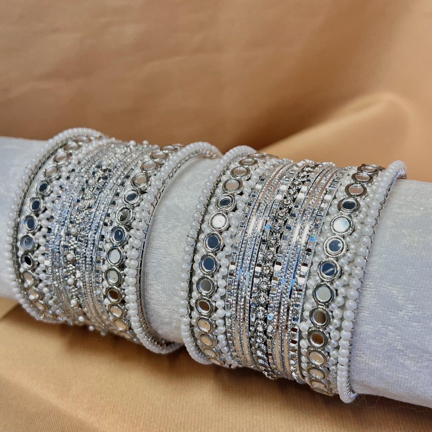 Small Silver Mirror Bangle Set/Silver Bangle Set/Mirror Bangles/Silver Bangles/ Pakistani/Jewellery/ Fashion Bracelet