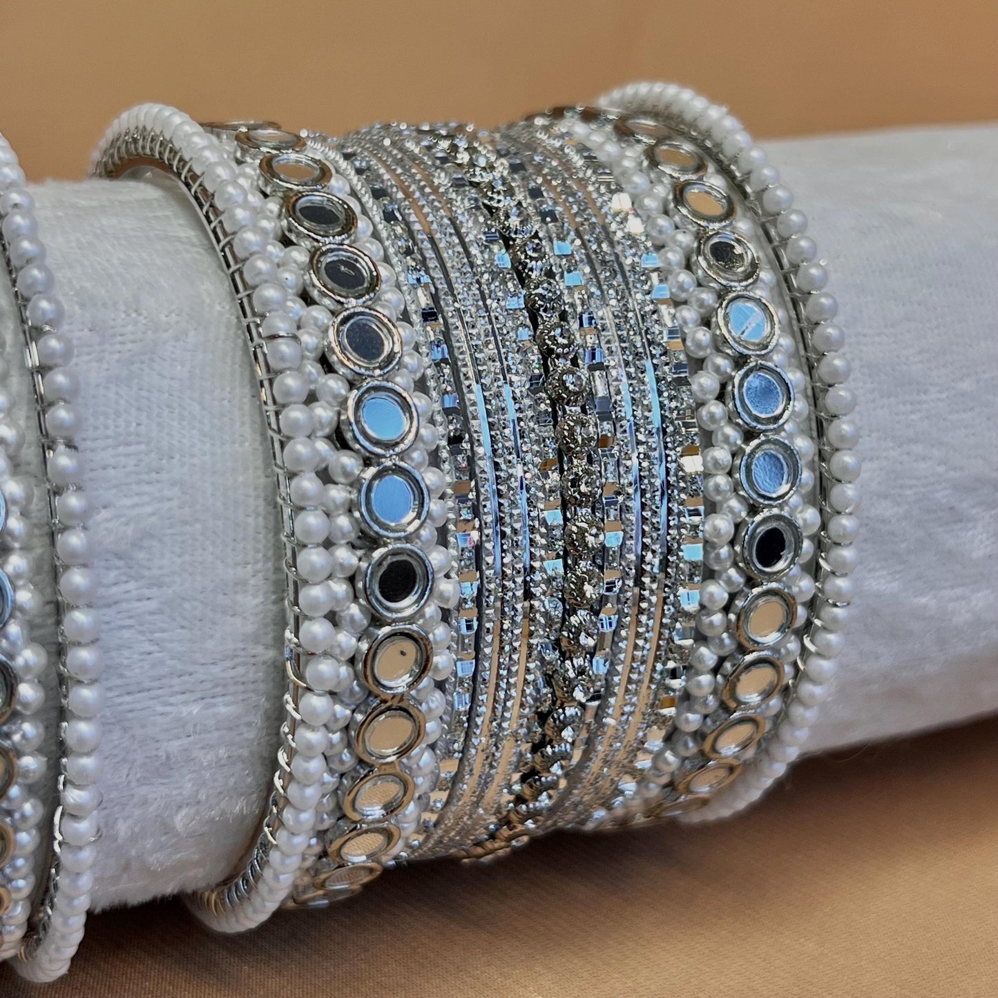 Small Silver Mirror Bangle Set/Silver Bangle Set/Mirror Bangles/Silver Bangles/ Pakistani/Jewellery/ Fashion Bracelet