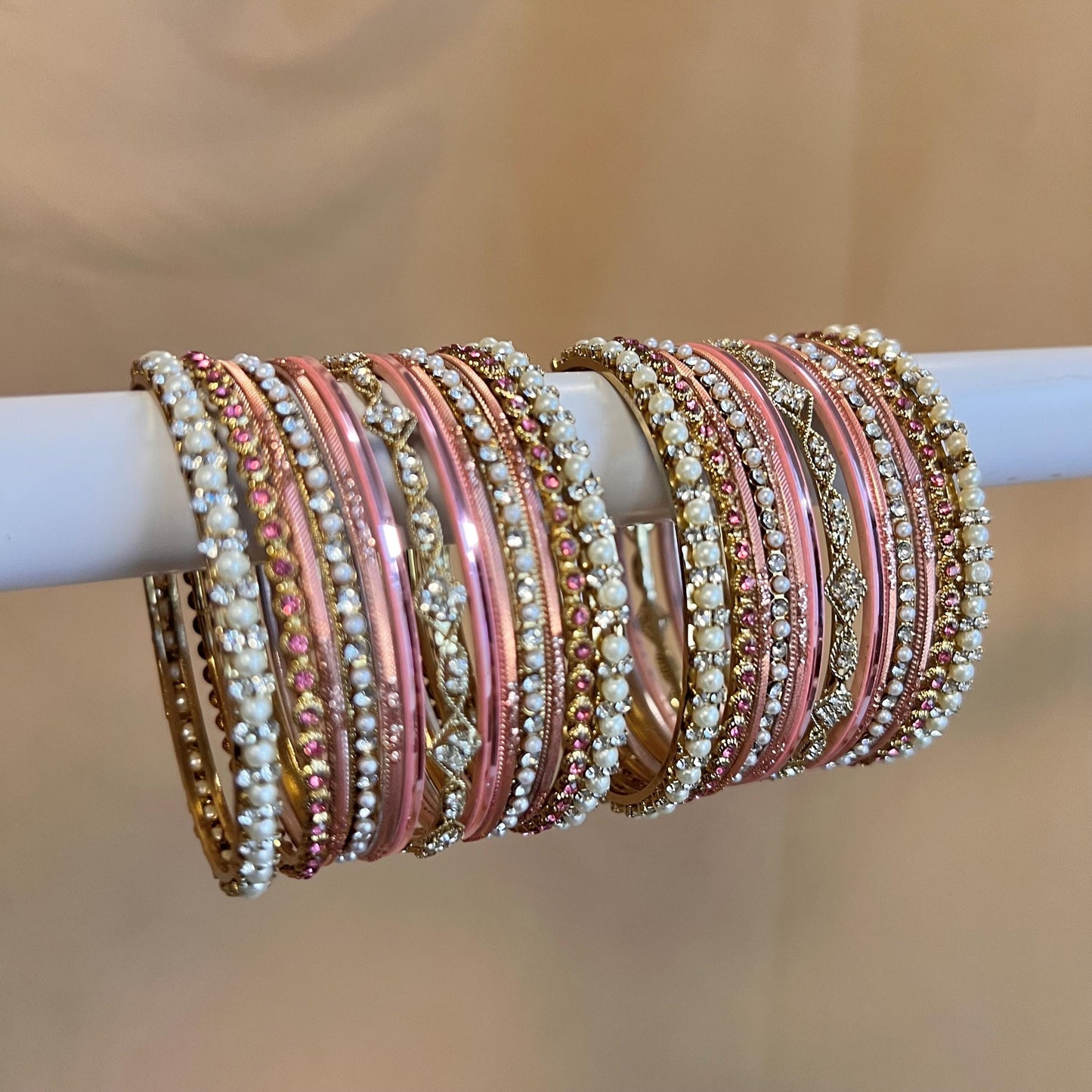 Small Pink Pearly  Bangle Set - Both Arms Indian/ Pakistani/Jewelley/ Fashion Bracelet