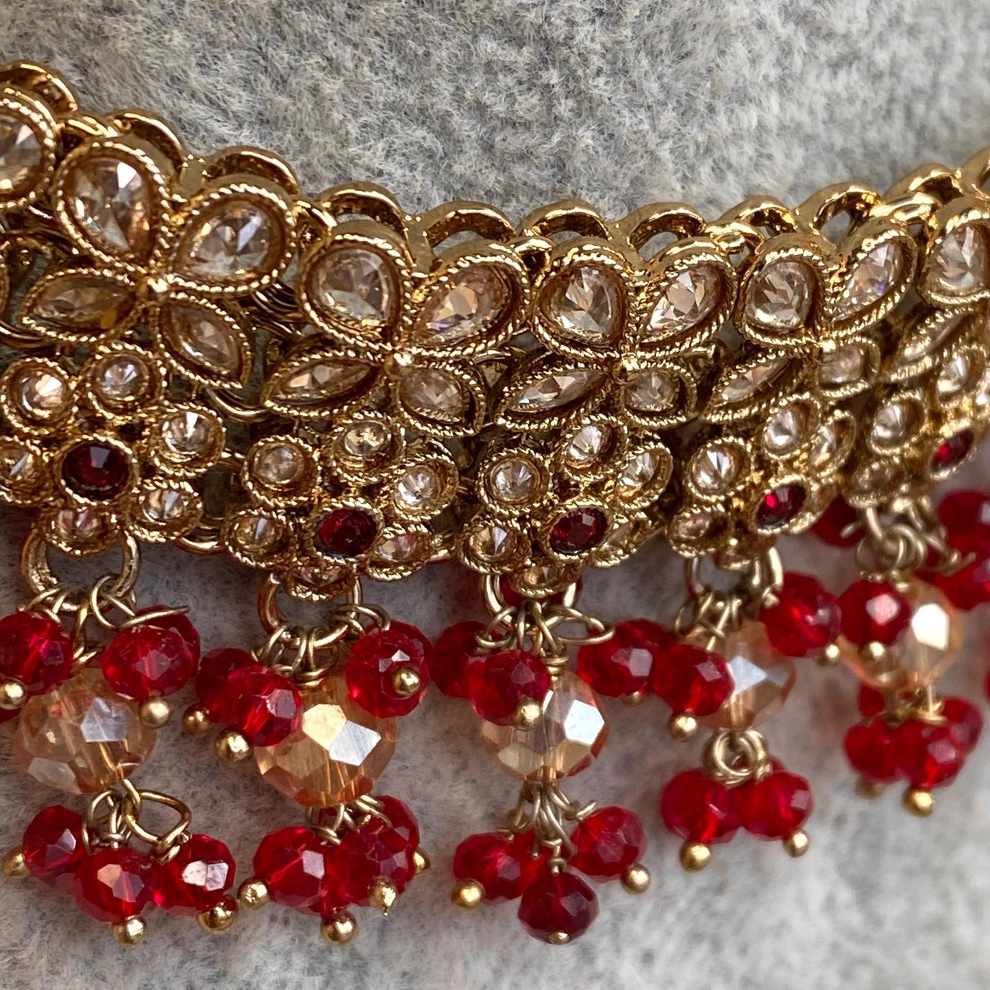 Red Antique Gold Champagne Bridal Party Choker only Indian Pakistani Bollywood SALE