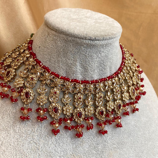 Red Antique Gold Champagne Bridal Party Necklace only Indian Pakistani Bollywood SALE