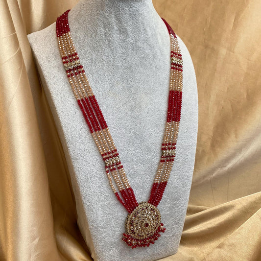 Red Antique Gold Champagne Bridal Party Mala Long Necklace Haar only Indian Pakistani Bollywood SALE
