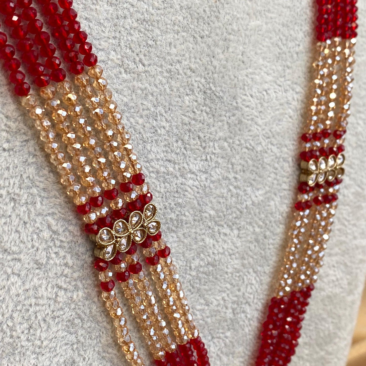 Red Antique Gold Champagne Bridal Party Mala Long Necklace Haar only Indian Pakistani Bollywood SALE