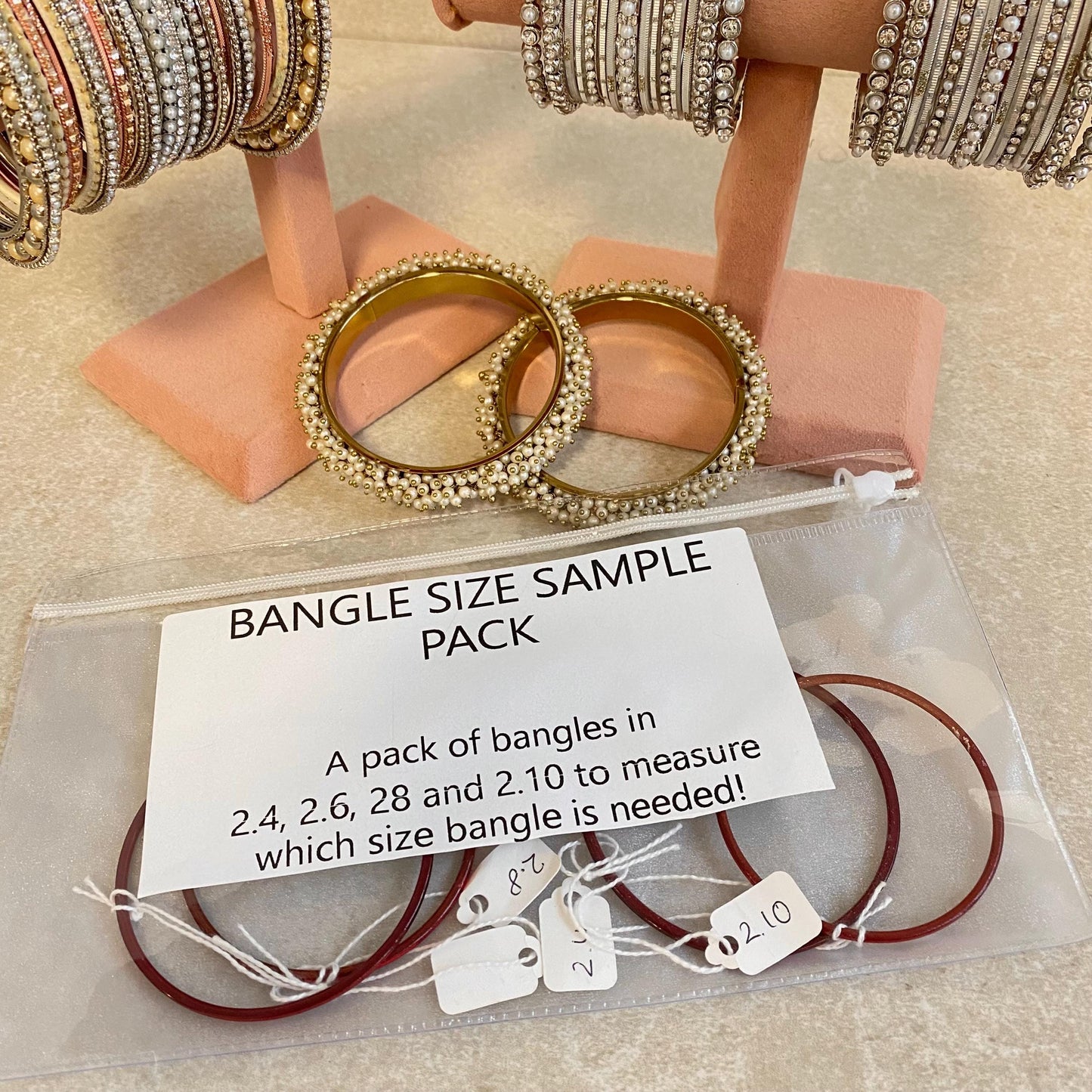 NEW How to Measure Bangle Size Indian Pakistani Churi Bangle Sample Pack, Single Bangle in 2.4, 2.6, 2.8 and 2.10 To Check Bangle Size! SALE