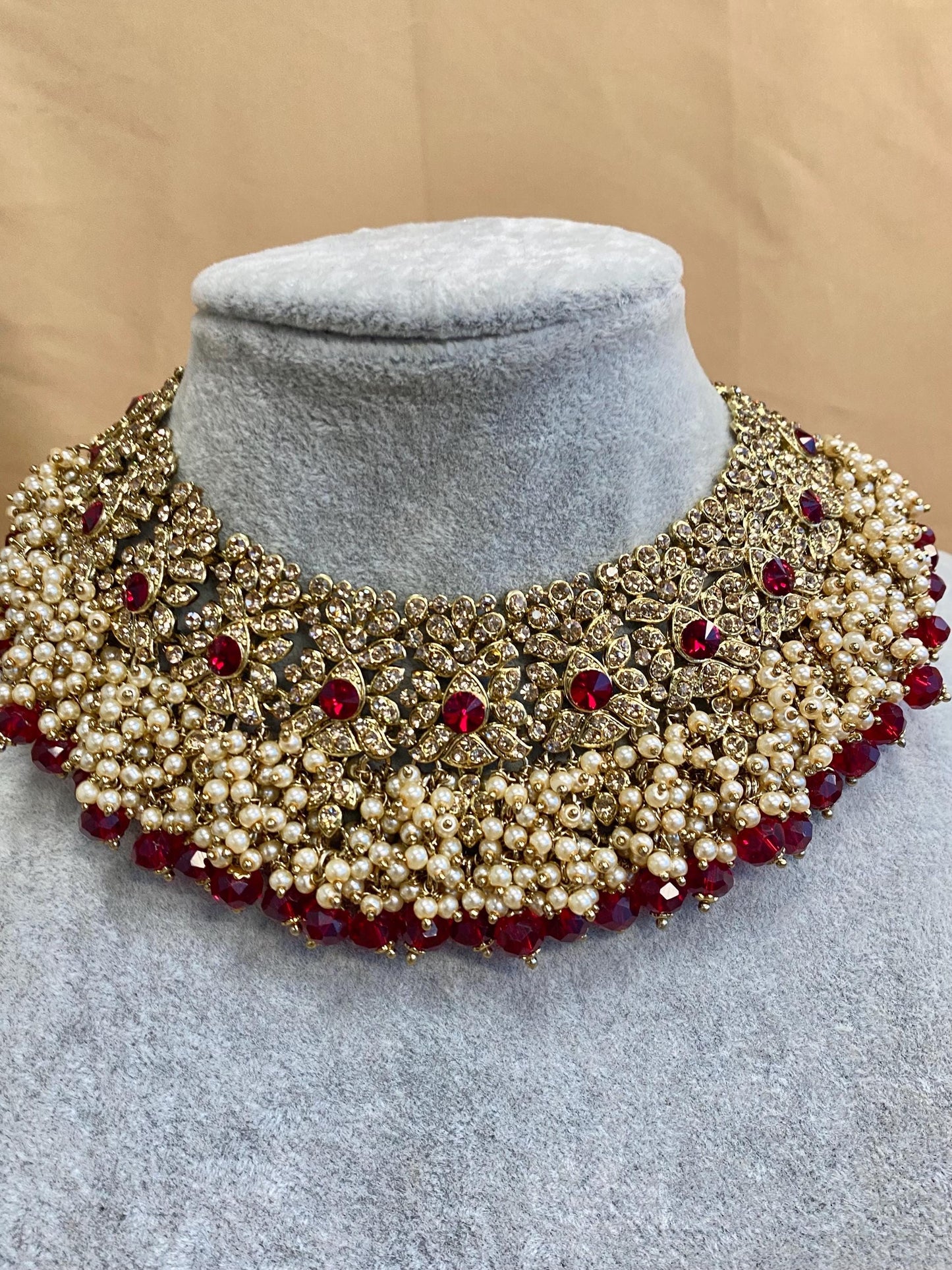 Maroon bridal necklace Only Single Piece Indian/ Pakistani Style/ Wedding/ Fashion Jewellery/ Necklace set