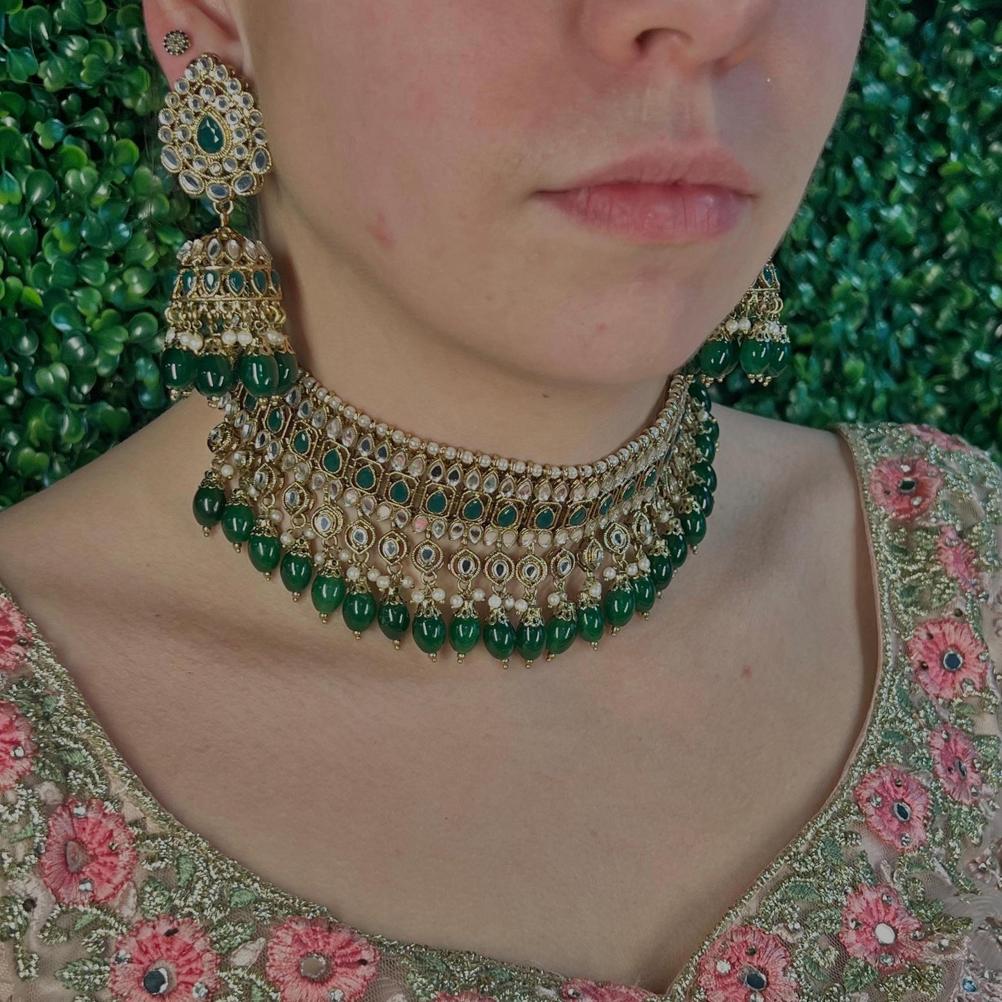 Green Mirror Choker Set/ Mirror Sets/ Mirror Jewellery/Green Mirror Sets/ Pakistani/Fashion Jewellery/ Gift for Women/Choker Sets