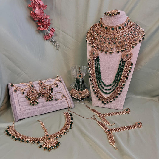 Green Bridal Necklace set Indian/ Pakistani Style/ Wedding/ Fashion Jewellery/ Necklace set