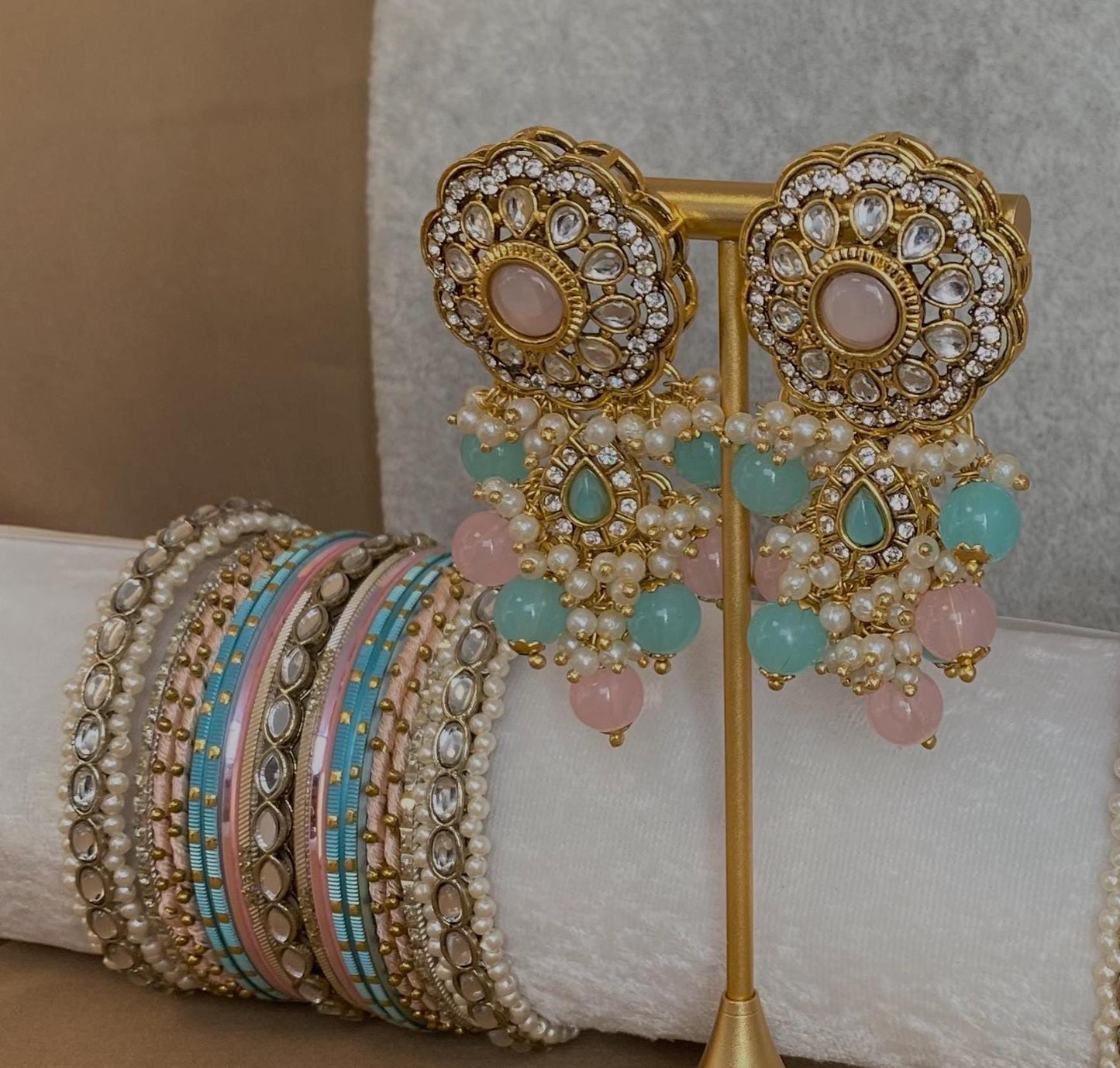 Faux Kundan Pastel Pearl Choker set Earring/ Tikka/ Tikli/ Indian/ Pakistani/Fashion Jewellery/ Gift for Women/