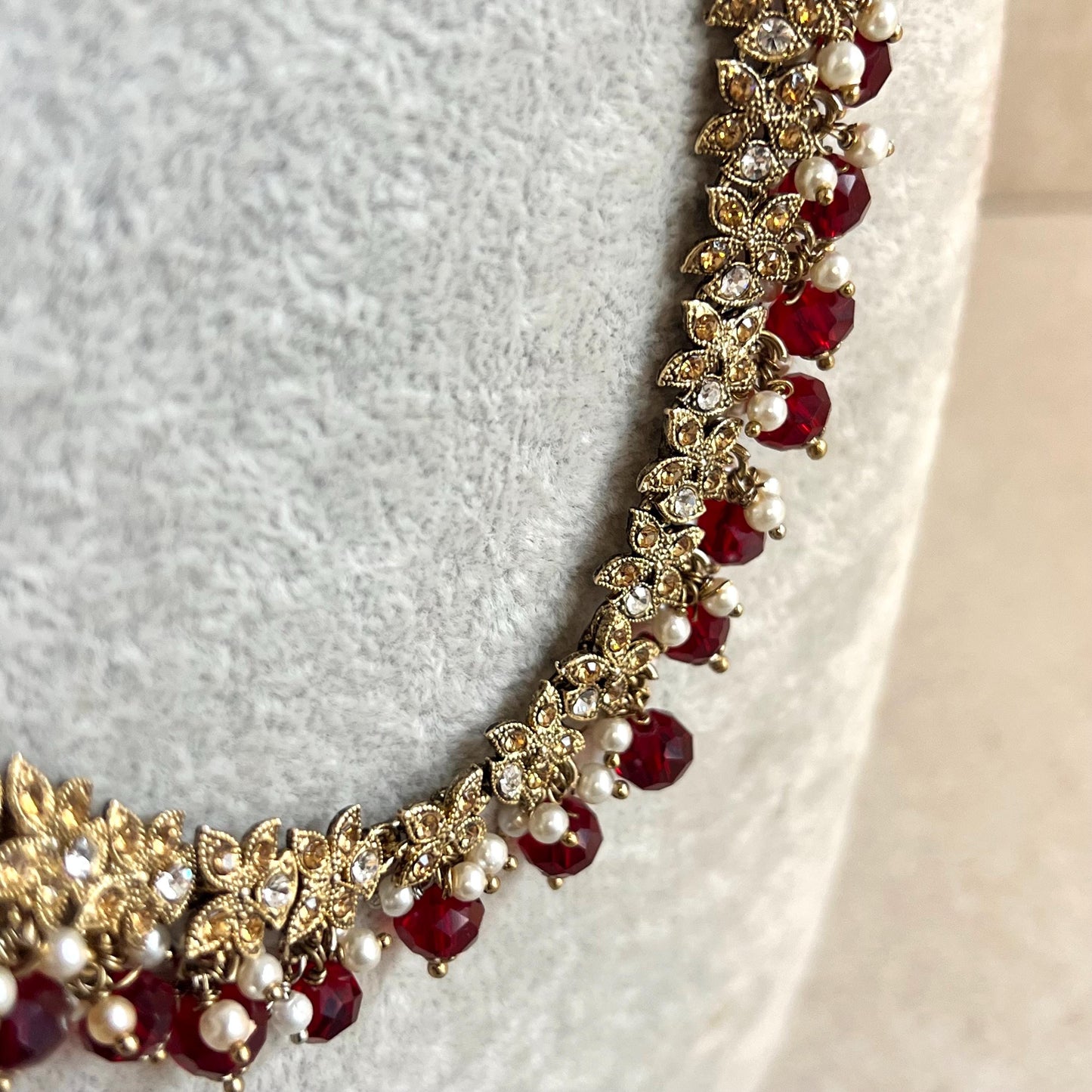 Bridal Maroon/Golden Long Mala/ Haar/ Long Necklace/ Unique Style/ Indian/ Pakistani/Fashion Jewellery/ Gift for Women